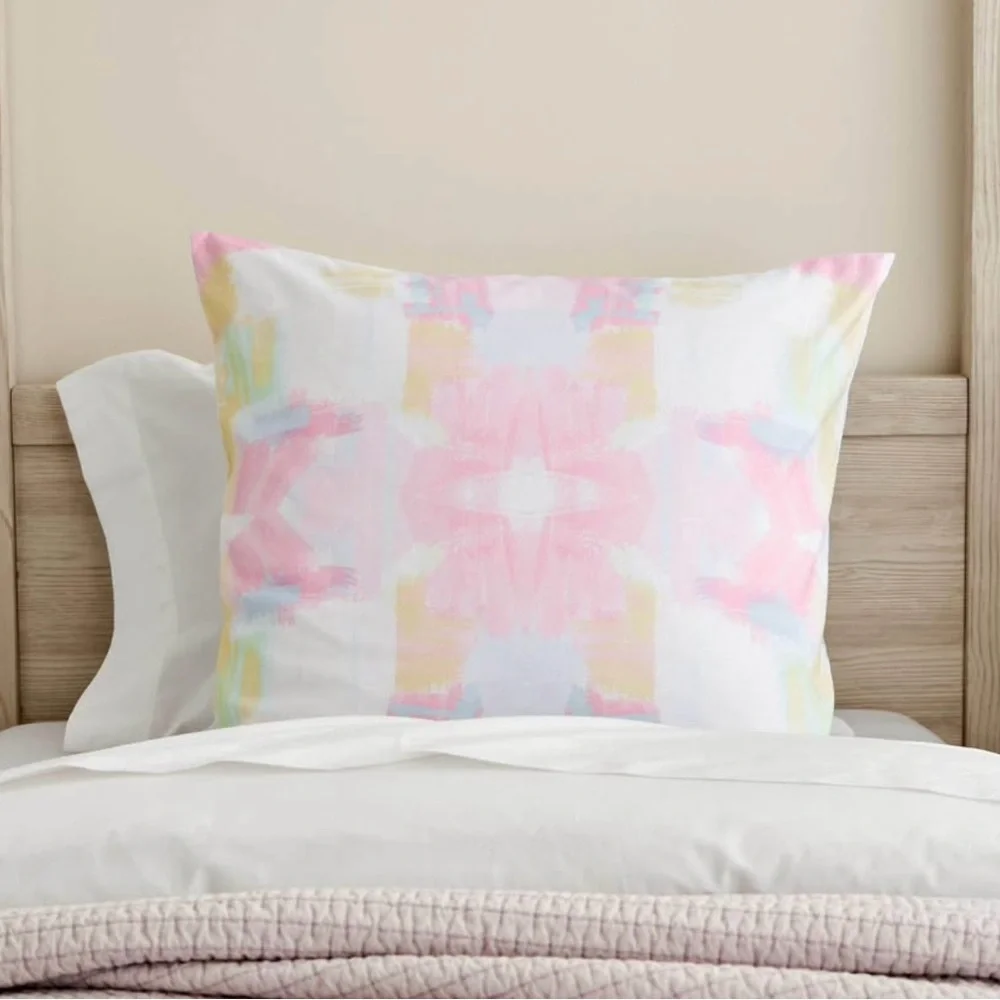 Pottery Barn Pastel Watercolor Decorative Pillow Cover in Pink, Yellow, Blue
